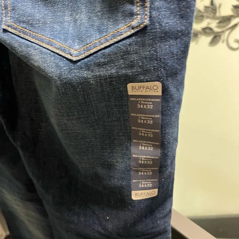 NWT Buffalo Blue Jeans Straight Leg, 34 x 32 #JTB028